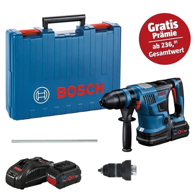 Bosch Akku-Bohrhammer biturbo gbh 18V-34 cf mit 2x 5,5 Ah Akkus + Lader + Koffer