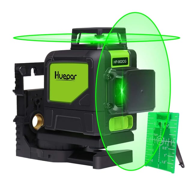 Huepar - 902cg 2 X 360 Kreuzlinienlaser Grün, 360 Grad Linienlaser Selbstnivellierenden Laser Level Mit Pulsfunktion, Umschaltbar Zwei 360°-laserlinie, 25m Arbeitsbereich, Inkl. Magnetische Halterung