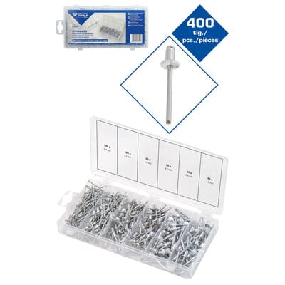 Brilliant Tools - Sortiment Blindnieten, 400-tlg, 2,4 - 3,2 - 4 - 4,8 mm