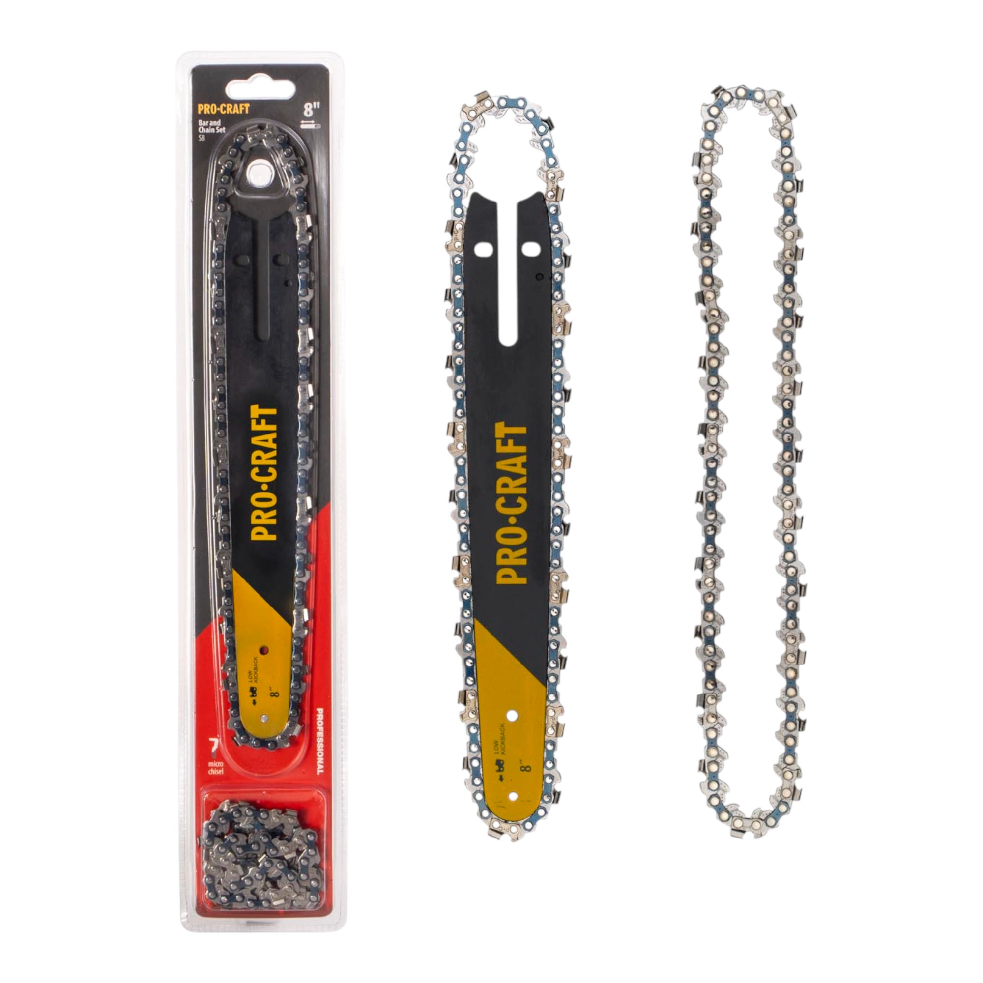 Procraft S8 Set Mit 2x Sägekette 46 Tg + 20 Cm Führungsschiene Für Pka32li