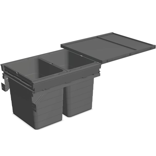 Mülltrennsystem Set eins2fünf - Einbaumülleimer 2 Fächer für kb 450/NL 500, grau - Ninka