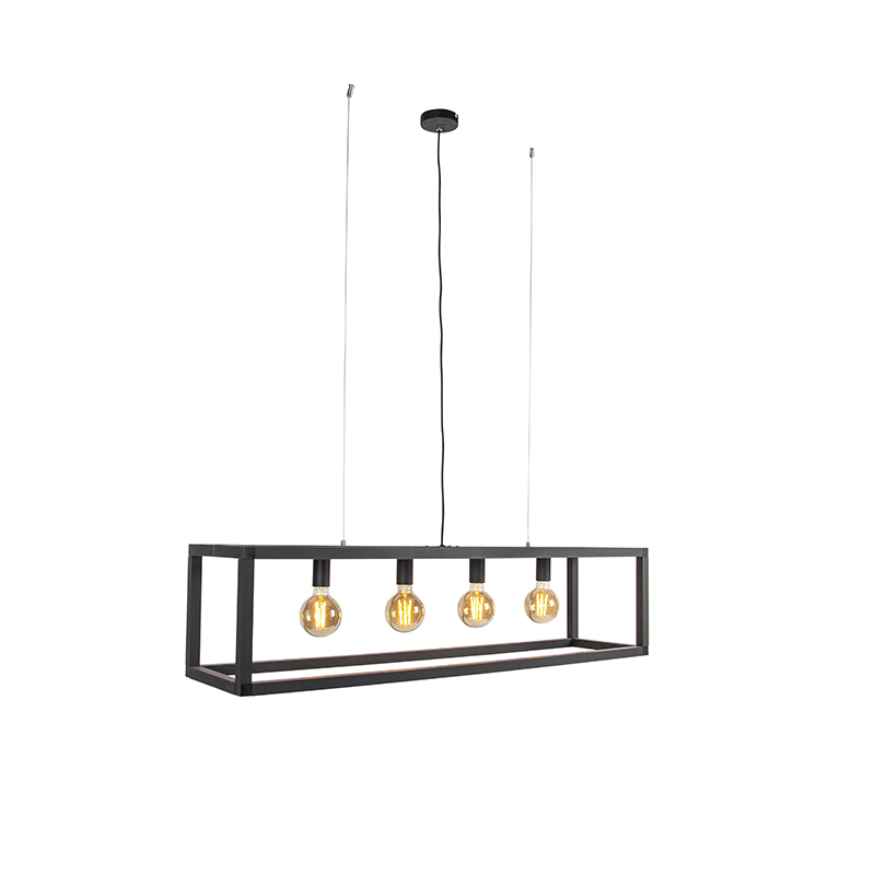 Industrielle Pendelleuchte Schwarz 4 Lampen - Big Cage 2