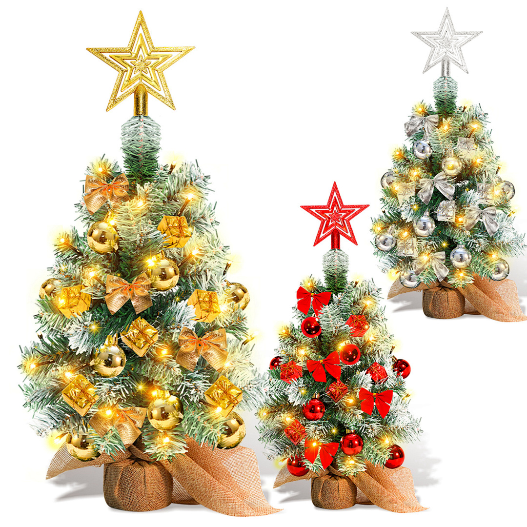 Randaco 40cm Mini Weihnachtsbaum Künstliche Weihnachtsbäume Christbaum Mit Weihnachtskugel, Kleine Schleife Und Led-lichtern