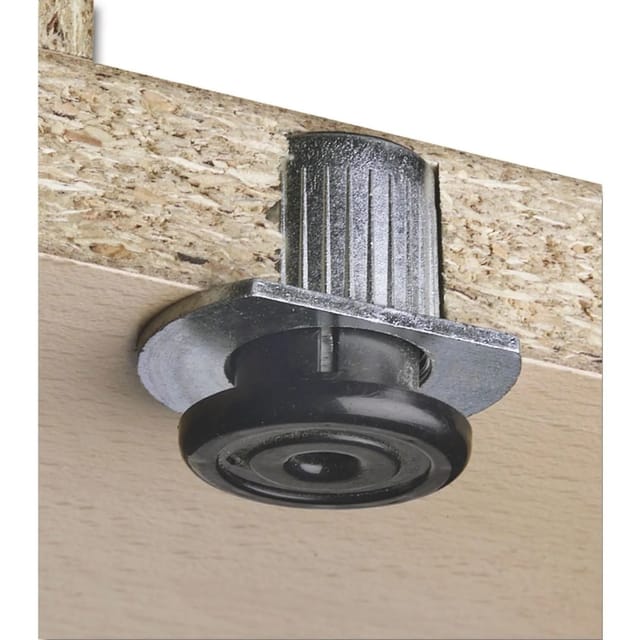 Höhenversteller zum Einbohren 304, ø28, Tragkr.400KG, Zamak blank/KS schwarz