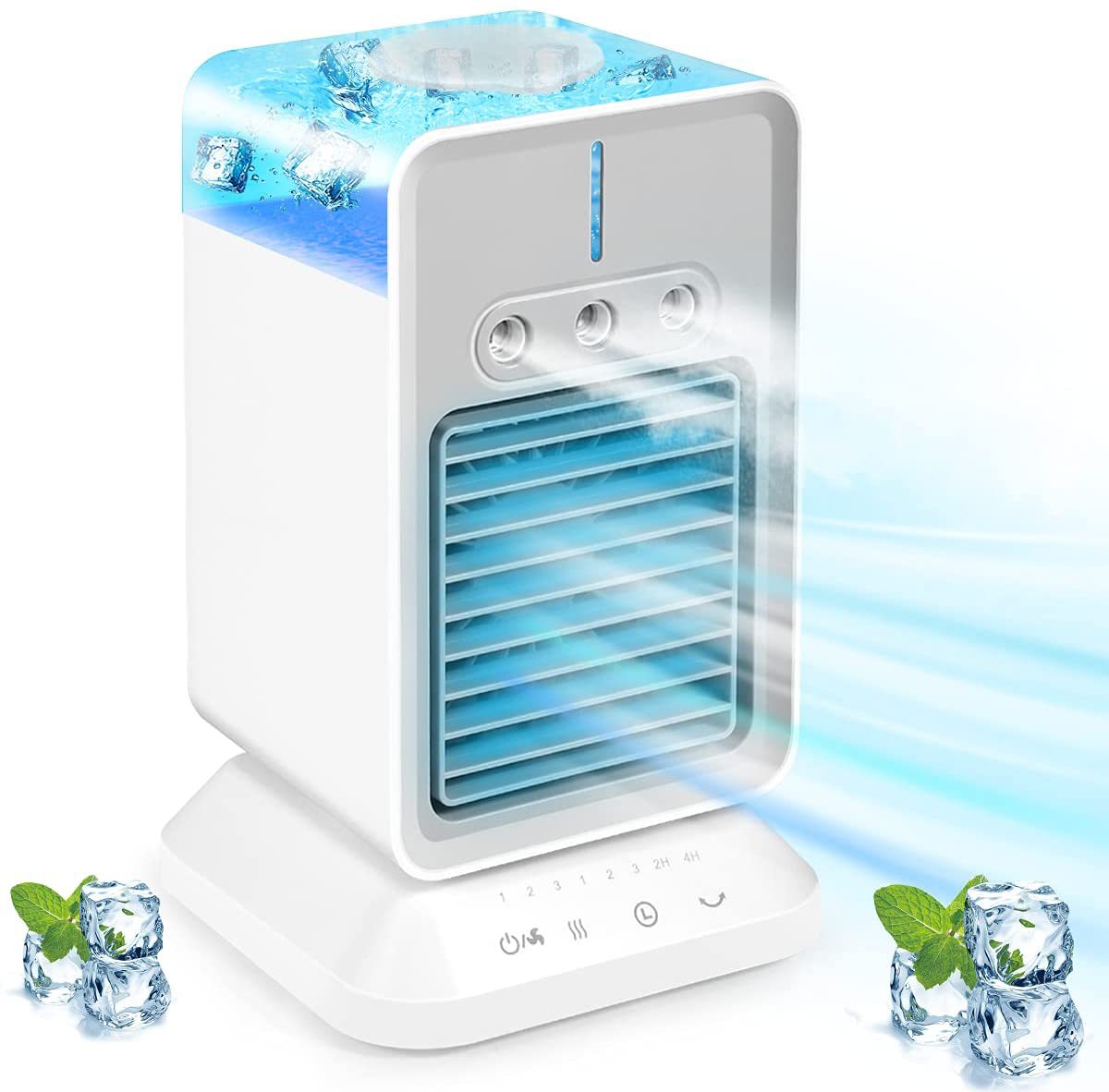 Tragbarer Klimaanlagenlüfter, Mini-usb-klimaanlage Mit 3 Windgeschwindigkeiten Und 2 Timern, Kühllüfter