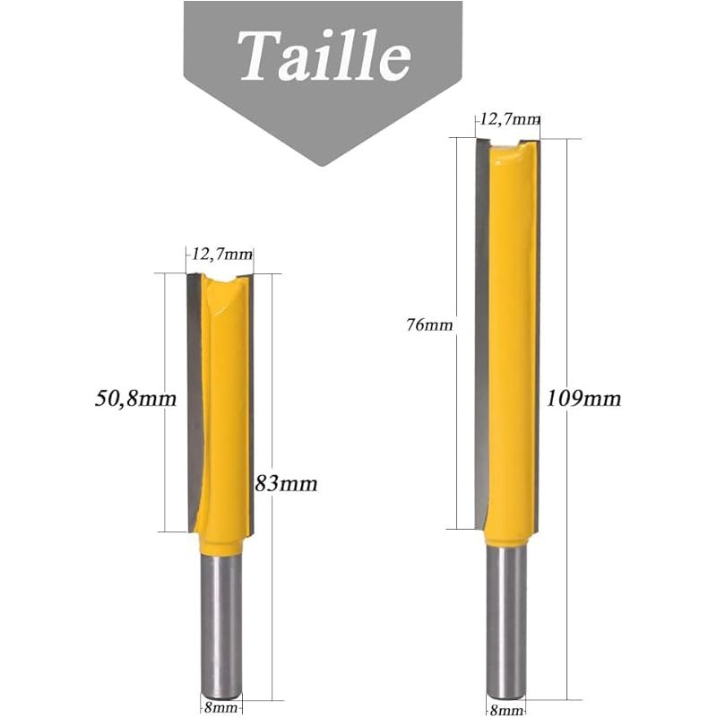 2 Stück Nutfräser Mit 8-mm-schaft, Holzfräser, Extra Langer Nutfräser, 51 Mm 76 Mm Holzbearbeitungsfräser