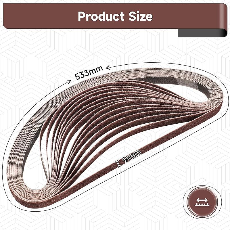 30 Stück Bande Schleifmittel 9 X 533 Mm (60/80/100/120/240) Gemischte Körnung