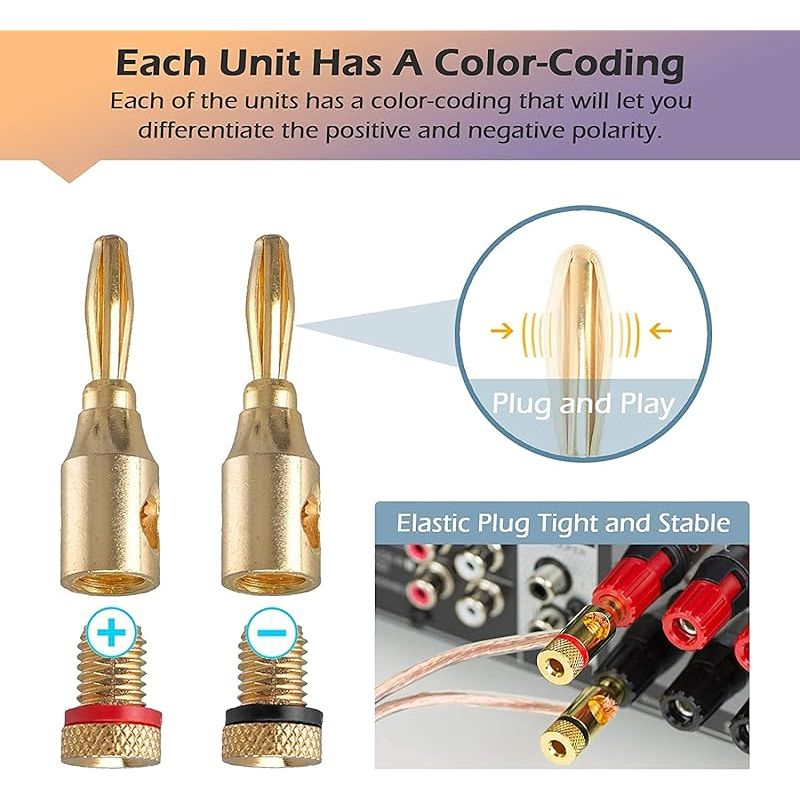 10 Stück Bananenstecker Für Lautsprecher, 4-mm-lautsprecherstecker, Lautsprecherkabelverbinder Für Lautsprecherkabel, Heimkino, Wanddosen