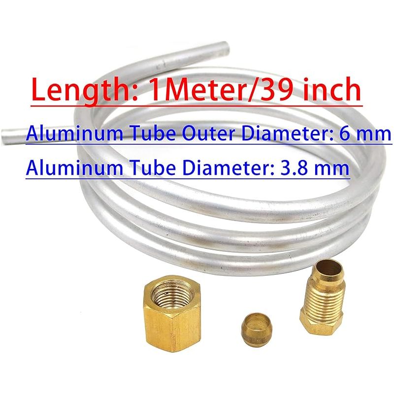 6-mm-aluminiumrohr Mit M10 X 1-klemmringverschraubungen (innen- Und Außengewinde). Länge 1 Meter/39 Zoll. Ersatzteile Für Gaswarmwasserbereiter.