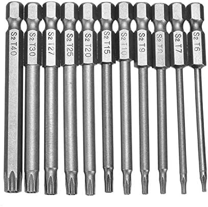 11-teiliges Set Magnetischer Torx-schraubendreherbits, Hohl, T6–t40, 1/4"-sechskantschaft, Manipulationssicherer Torx-kopf, 75 Mm Bit-set, Elektrische Schraubendreherbits, Sechskantschaft, Stahl