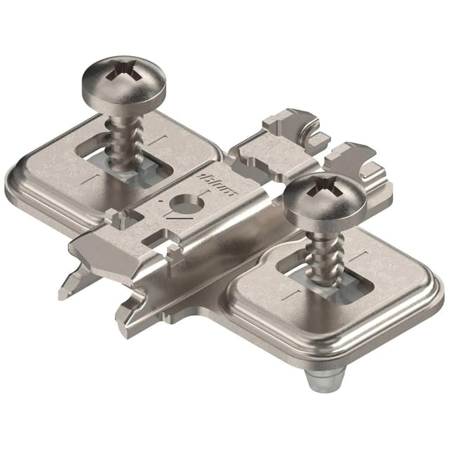 Blum - clip Montageplatte, kreuz, Stahl, expando (vormontierte Spezialschrauben mit Spreizdübel), hv: Langloch, vernickelt 2 Stk