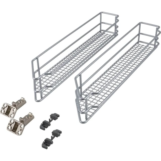 Vs Sub Side Drahtkorb Saphir 45° Links - Set Für Küchenunterschränke Mit Kb 150mm - Korb Aus Feinmaschigem Drahtgitter, Stahl Pulverbeschichtet Silberfärbig - Vauth-sagel