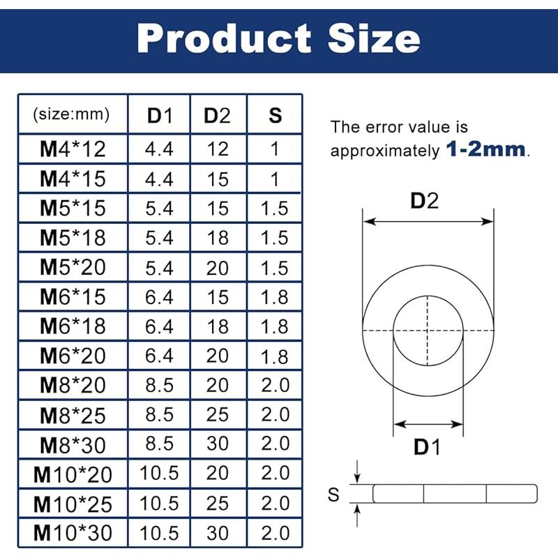 Große Edelstahl-unterlegscheibe M10 X 30 Mm, 2 Mm Dick, 20 Stück, Edelstahl A2 V2a, Flachscheiben Din 125, Sicherungsscheiben Für Gewindeschrauben Und -bolzen