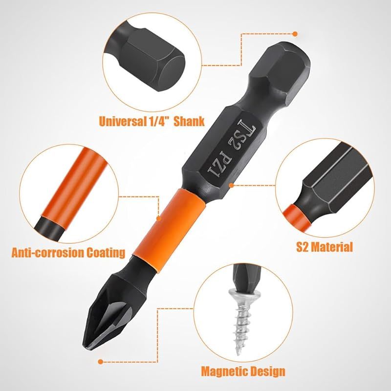 10 Stück 50-mm-schlagschrauberbits, Torx-, Phillips- Und Pozidriv-schraubendreherbits Für Elektrische Schraubendreher Und Bohrmaschinen, Magnetische Sechskant-schraubendreherbits