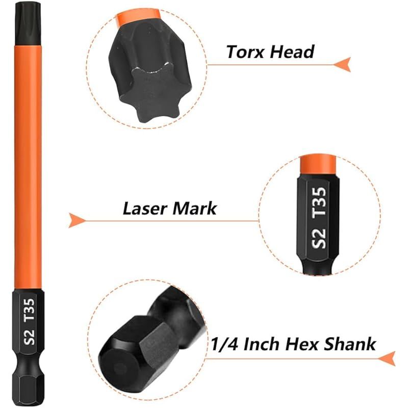 Set Mit 13 Langen Torx-bits, T5-t40 Torx-schraubendreherbits Aus S2-stahl, 100 Mm Länge, 1/4"-sechskantschaft, Magnetische Schraubendreherbits Für Bohrmaschine/schrauber
