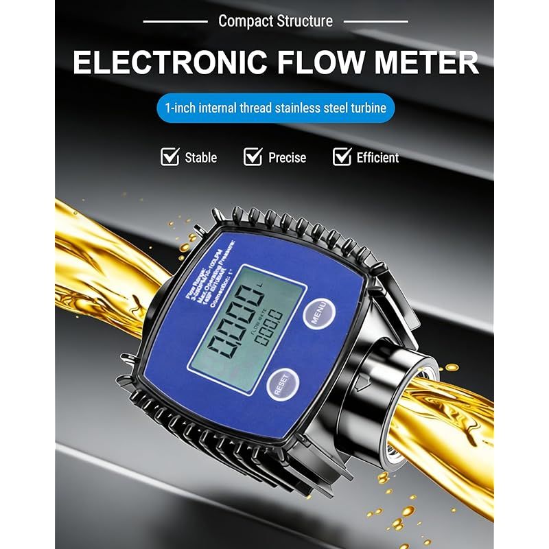 1" Digitaler Wasserdurchflussmesser Mit Lcd-bildschirm, 5-120 L/min Turbinendurchflussmesser, Für Wasser, Diesel Und Andere Flüssigkeiten