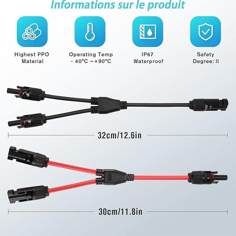 1 Solarmodulkabel 4 Mm² Y-stecker, 4 Mm² Solarkabel, Y-steckerkabel, Solarmodule, Rot Und Schwarz, Mc4-kabel, Ecoflow Solarmodul