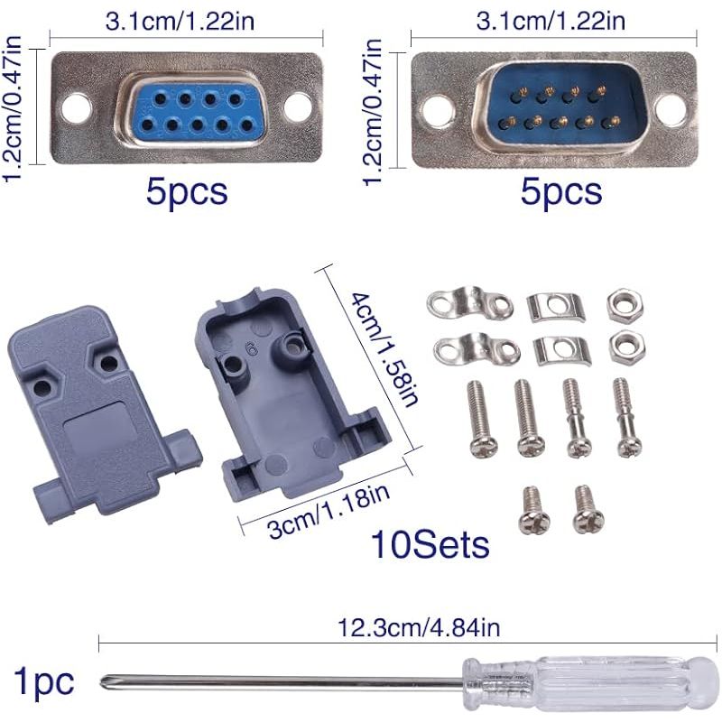 Db9-lötverbinder Mit Kunststoffgehäuse, Db9-seriell-rs232-parallel-9-pin-lötadapter (buchse/stecker) Für Kabelkonfektionierung