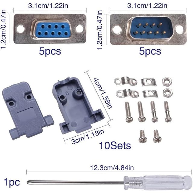 Db9-lötverbinder Mit Kunststoffgehäuse, Db9-seriell-rs232-parallel-9-pin-lötadapter (buchse/stecker) Für Kabelkonfektionierung