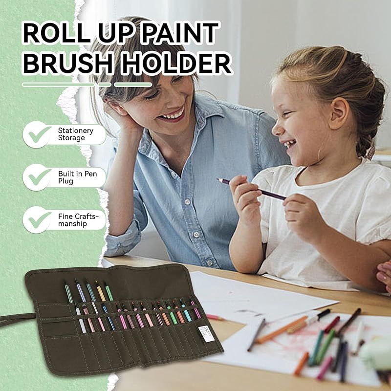 Aufrollbare Pinseltasche Aus Canvas Mit 30 Löchern Für Künstler – Für Aquarell- Und Ölmalerei