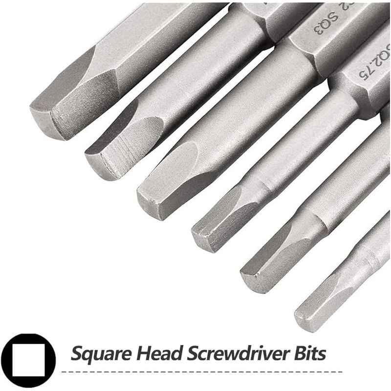 12-teiliges Magnetisches Vierkant-schraubendreherbit-set Für Bohrmaschinen Und Akkuschrauber, Vierkantantriebsbit Aus S2-stahl, Magnetische Sechskant-schraubendreherbits, Sq1, Sq2, Sq2.7, Sq3, Sq4, Sq