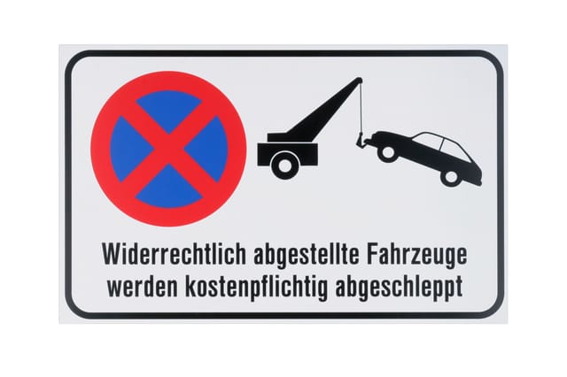 Conmetall Hinweisschild Widerrechtlich abgestellte Fahrzeuge werden abgeschleppt 40 x 25 cm