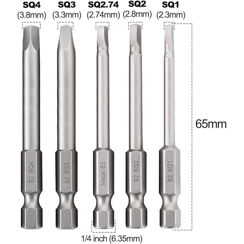 10-teiliges Set Magnetischer Vierkant-schraubendreherbits, Vierkant-schraubendreherbit Für Elektrische Bohrmaschinen, S2-stahl, 1/4'' Sechskantschaft, Vierkant-schraubendreherbits, Set Sq1, Sq2, Sq2.7