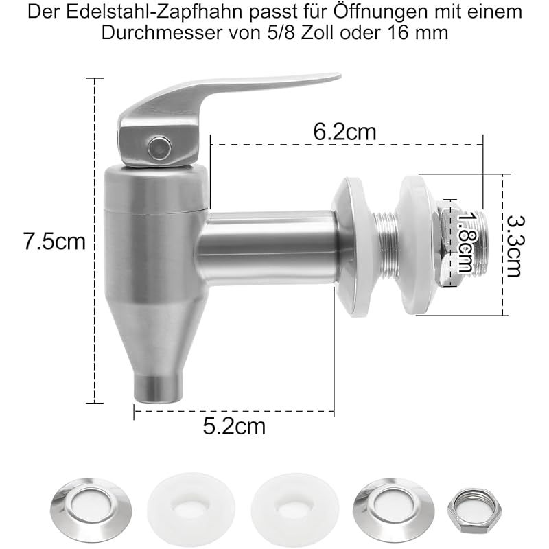 Set Mit 1 Ersatz-getränkezapfhahn, Edelstahl-wasserbrunnenhahn, Punschbrunnenhahn Für Zuhause Und Partys