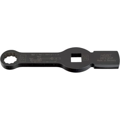 Schlag-Ringschlüssel, Doppelsechskant, mit 2 Schlagflächen, Vierkant hohl 20 mm (3/4), Außen-Doppel-Sechskant Profil, 27 mm - Hazet