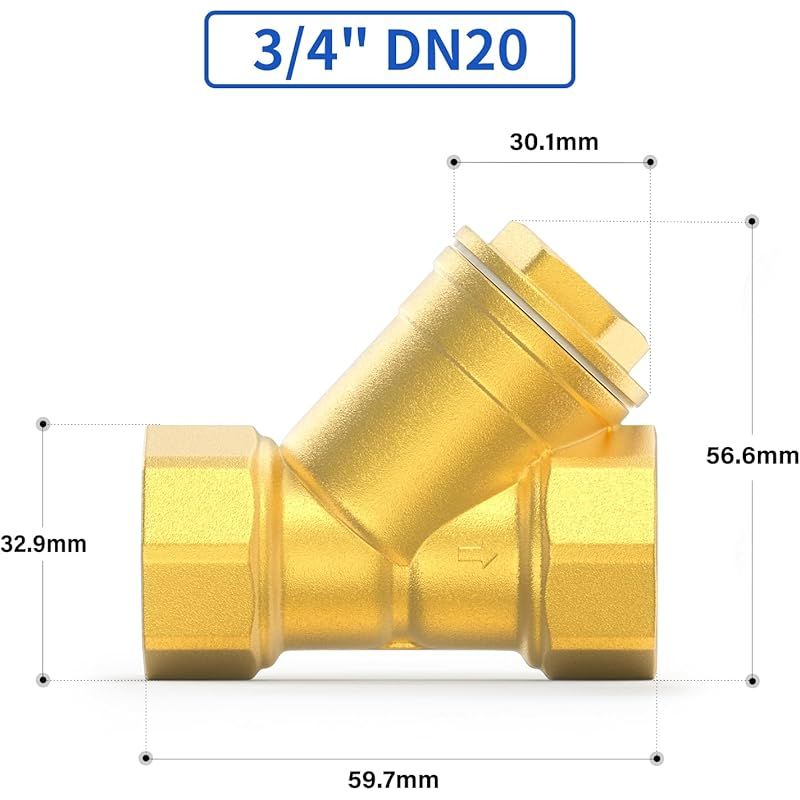 2 Messing-filterventile Mit Y-sieb, 3/4" Bsp Dn20 Innengewindeanschlussventil Zur Wasser-öl-trennung