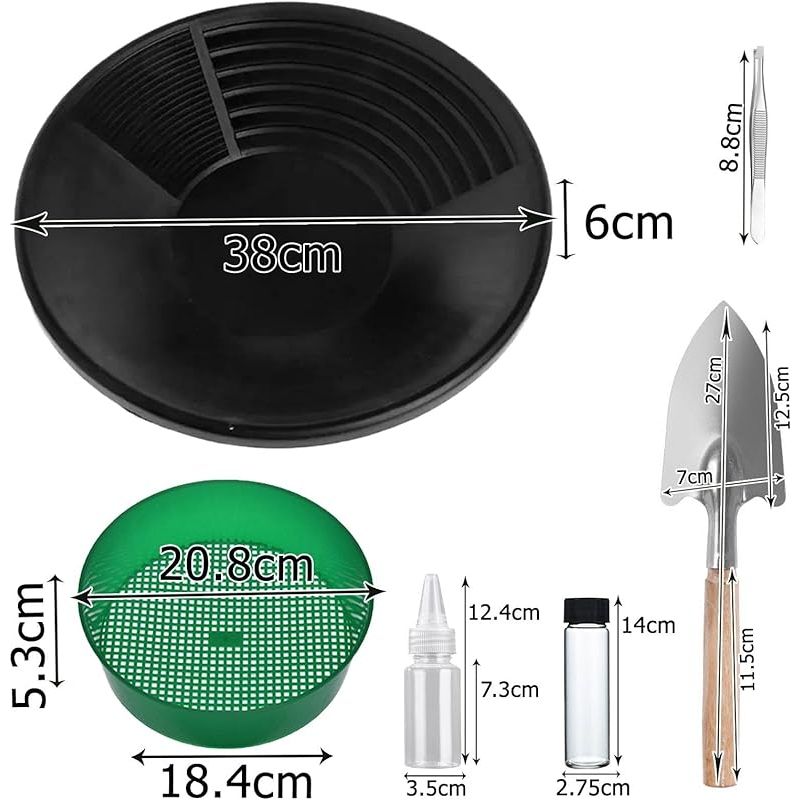 Goldwaschset, Goldwaschschale Aus Kunststoff, Goldwaschen, Goldwaschpfanne Mit Sieb, Tragbare Goldwaschschale Für Den Außenbereich, Zubehör Für Die Goldgewinnung (38 Cm)