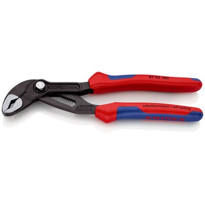 KNIPEX 87 02 180 SB Cobra® Hightech-Wasserpumpenzange mit Mehrkomponenten-Hüllen grau atramentiert 180 mm