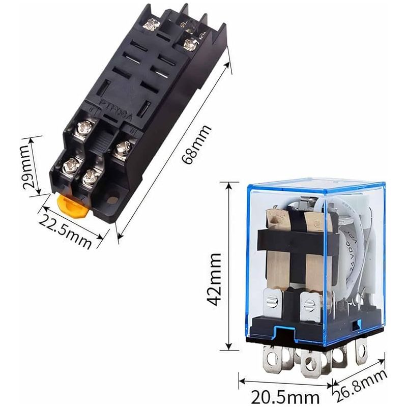 Ly2nj 4 Relais + 4 Relaissockel, Wechselstrom 220 V, 10 A Spule, 240 V Leistungsrelais, 8 Pins, Universalrelais, Led-anzeige, Mit Sockel