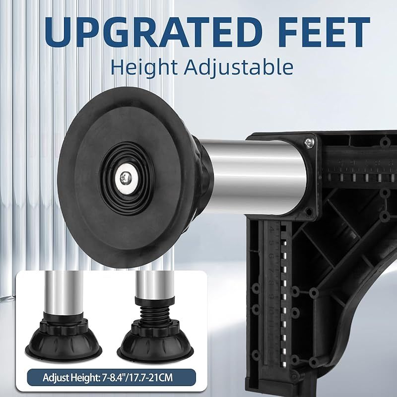 Waschmaschinenständer Mit 4 Edelstahlfüßen, Robustem Standfuß, Tragkraft 300 Kg, Verstellbare Breite 40–60 Cm Und Höhe 17,7–21,3 Cm, Geeignet Für Kühlschränke Und Trockner, Schwarz