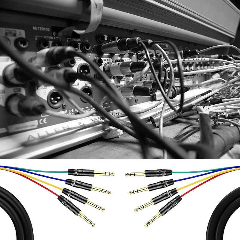 4-kanal-mehrpaarkabel, 1,8 M (6 Ft), 6,35 Mm (1/4") Symmetrischer Trs-klinkenstecker Mit Farbcodierten Anschlüssen, Für Bühne, Keyboard, Verstärker, Lautsprecher Und Live-anwendungen.
