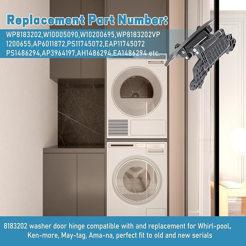 Wp8183202 8183202 Türscharnier Für Waschmaschine, Ersatzteil Für Whirlpool Duet/kenmore Elite 5000 3000