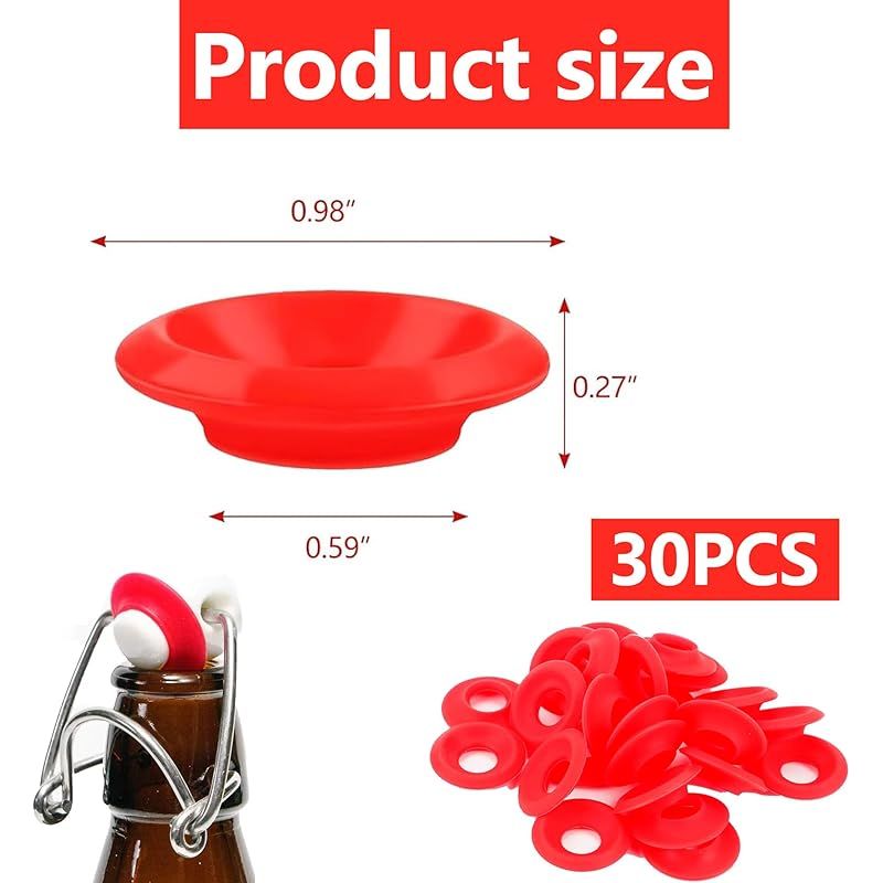 30 Stück Bierflaschendichtung, Selbstgemachte Bierflaschendichtung, Für Flaschen Mit Klappdeckel (rot)