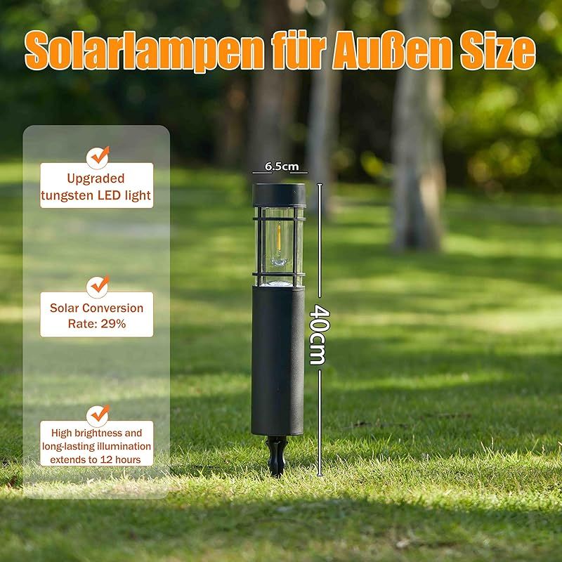 Solar-gartenleuchten Für Den Außenbereich, 4 Stück, Warmweißes Licht, Ip65 Wasserdicht, Automatisch Wiederaufladbar, Für Wege, Rasen, Terrasse Und Einfahrt