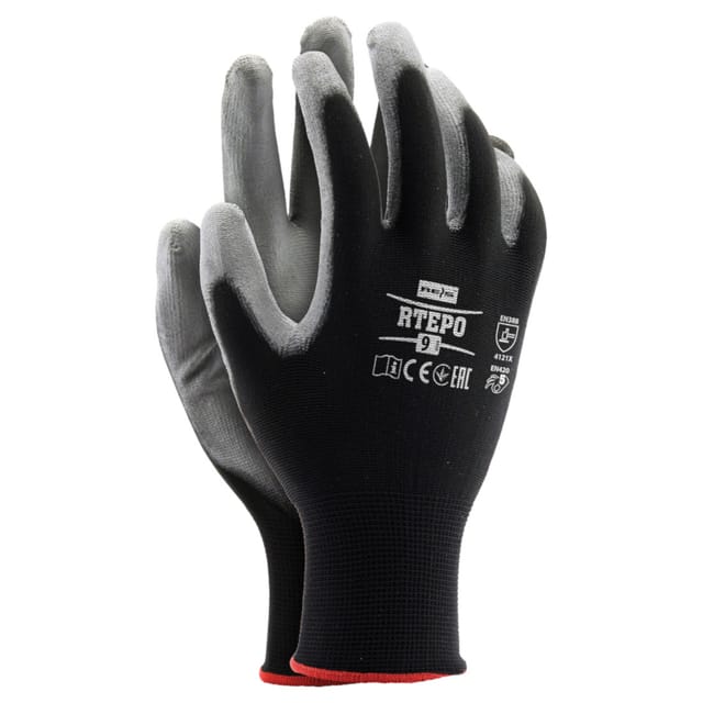 Arbeitshandschuhe PU Beschichtung grau/schwarz 9