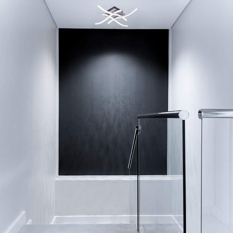 Led-deckenleuchte, Moderne, Geschwungene Kronleuchter-deckenleuchte Mit 4 Schwenkbaren Leuchten Für Wohnzimmer, Schlafzimmer Und Esszimmer (28 W, 4 Leuchten, Kaltweiß)