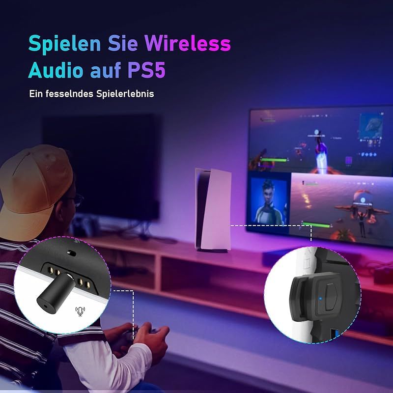 Bluetooth 5.0 Usb-audioadapter Für Ps5/ps4/pc, Bluetooth-dongle, Pc-bluetooth-adapter Mit Mini-mikrofon, Plug & Play