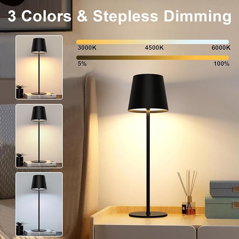 Dimmbare Led-tischleuchte Mit Akku, Kabellose Touch-steuerung Und Usb-c-anschluss, Wiederaufladbare Led-schreibtischleuchte Aus Metall Für Den Innen- Und Außenbereich, Aluminium, Schutzart Ip44, 5600