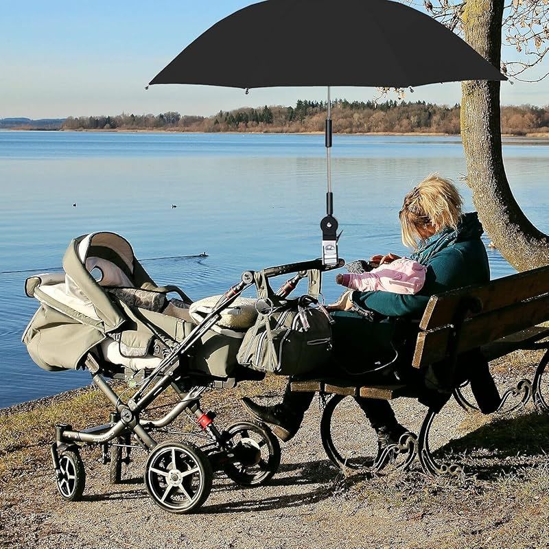 Stuhlschirm Mit Clip, Tragbarer Schirmaufsatz Für Strandstühle, Terrasse, Außenbereich, Kinderwagen, Rollstühle, Golfwagen (schwarz)