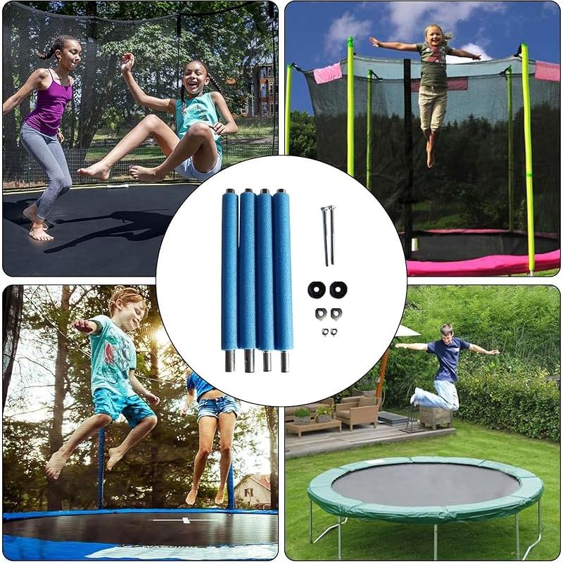 Set Mit 4 Schaumstoff-trampolinnetzstangen, Kollisionssicher, Trampolin-ersatzteile, Stahlstangen Mit Schrauben, Gehäuse, Gerades Rohr Für Den Garten