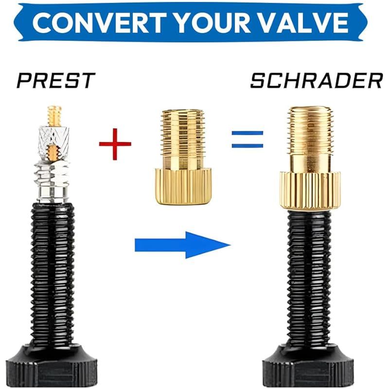 Packung Mit 10 Messingadaptern Für Presta-ventile + 10 Schrader-ventilkappen Für Presta- Auf Schrader-av-fahrräder – Fahrradventiladapter