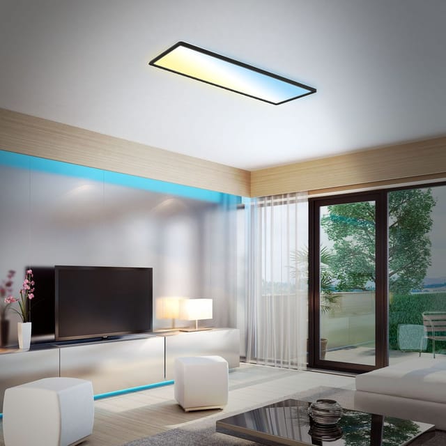 LED Panel 24W schwarz Fernbedienung CCT Dimmbar Deckenleuchte Backlighteffekt