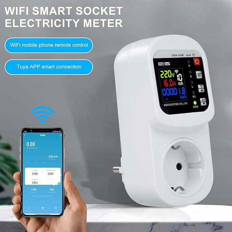 16a Wlan-smart-steckdose Mit Stromzähler Für Steckdosen, Überspannungsschutz Und Fehlerstromschutz.