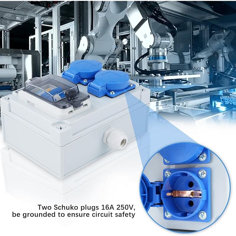 16a Baustellenstromverteiler, Hochstromverteiler, Wandverteiler Mit Schalter, 32a 1p+n, 16a Stromverteiler Mit 2 Steckdosen (250v 2-polig), Ip54 Wasserdicht.