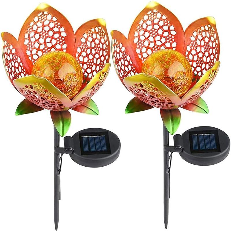 Set Mit 2 Dekorativen Solarleuchten - Außenbeleuchtung - Wasserdicht - Für Garten, Rasen, Weg - Blumenmuster (2 Stück)