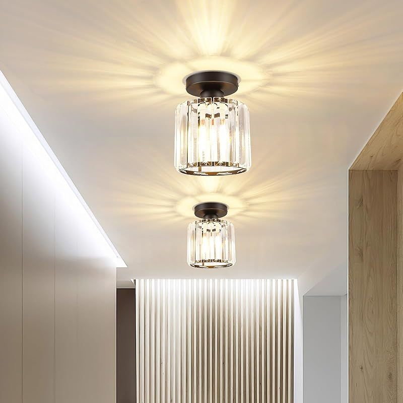 Kristall-deckenleuchte, Mini-deckenleuchte Mit Halbaufgesetzter Montage, Moderner Led-kristalllüster Aus Chrom Für Küche, Esszimmer, Flur, Balkon, Veranda, 13 X 17 Cm